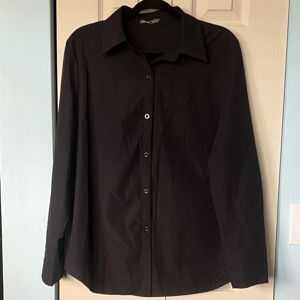 SHEIN XL EU 44 US 12 Black Collared Shirt with Size Tag